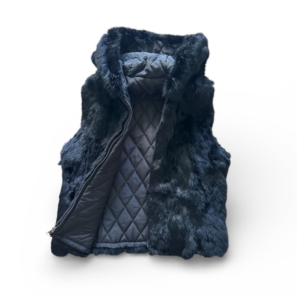 Saks Fifth Avenue Reversible Rabbit Fur Vest, Size S, Black